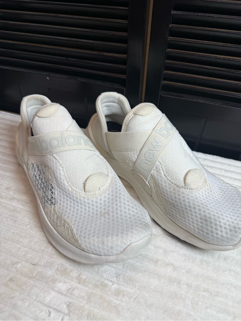 New Balance White Slip-On Mesh Trainers
